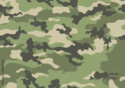 
green camouflage background, classic army pattern, vector illustration