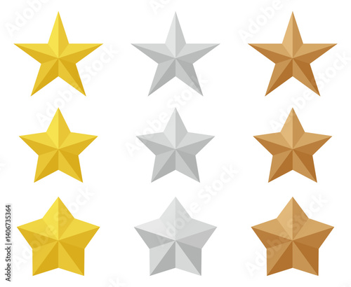 A set of cute gold, silver and bronze pop stars