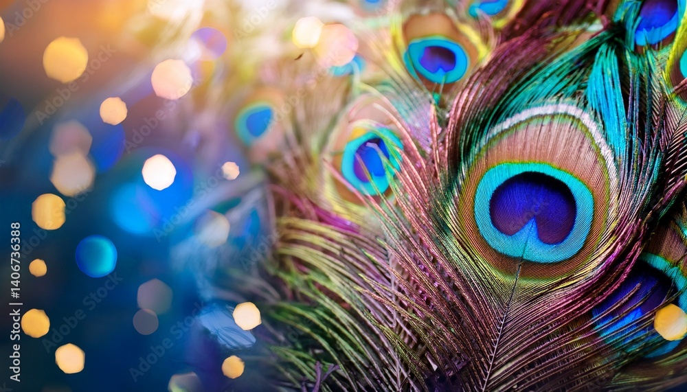 Obraz premium peacock feather closeup