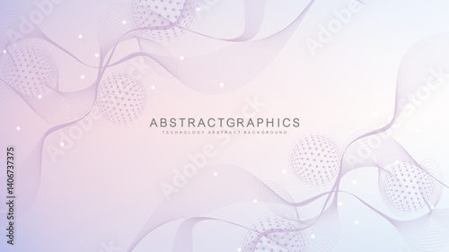 Modern abstract molecules structure for science or medical background. DNA helix or atom visualization. Molecular wave flow abstract background. Vector illustration