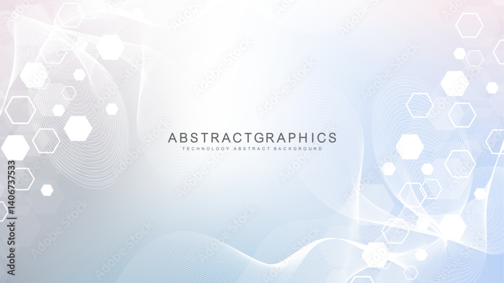 Health care abstract background with hexagons, lines and dots. Medical innovation banner template concept. Biology and pharmaceutical technology background. Vector illustration.