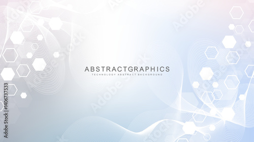 Health care abstract background with hexagons, lines and dots. Medical innovation banner template concept. Biology and pharmaceutical technology background. Vector illustration.