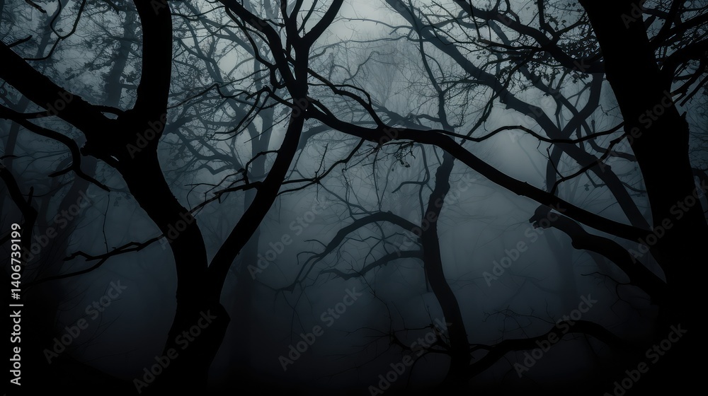 Obraz premium forest fog on black