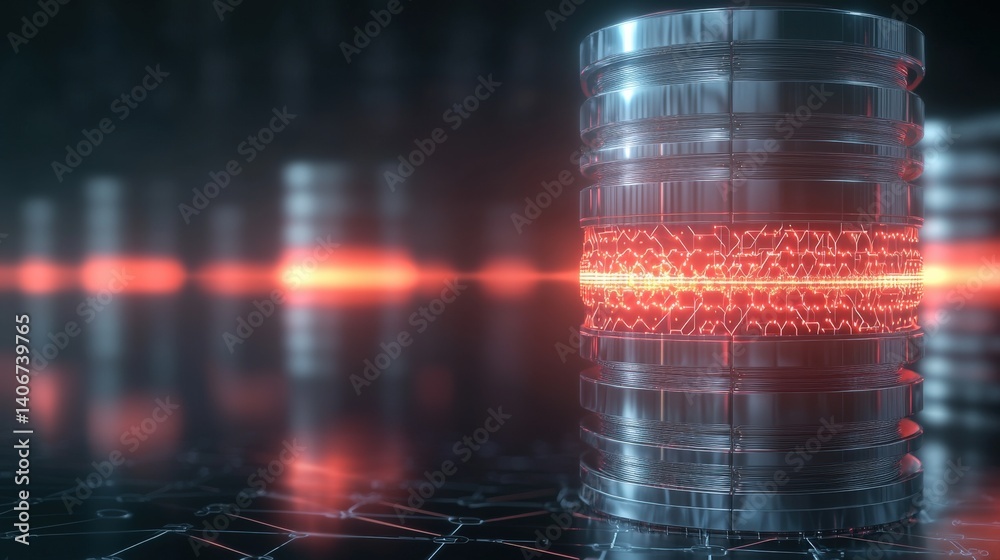 Fototapeta premium Dynamic data storage systems digital realm 3d visualization futuristic environment close-up perspective technology innovation