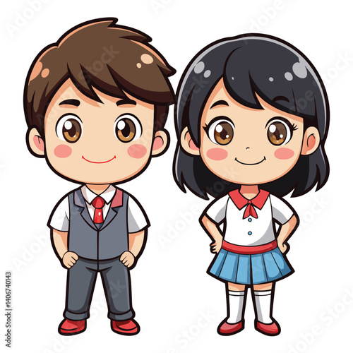 Two children in school uniforms