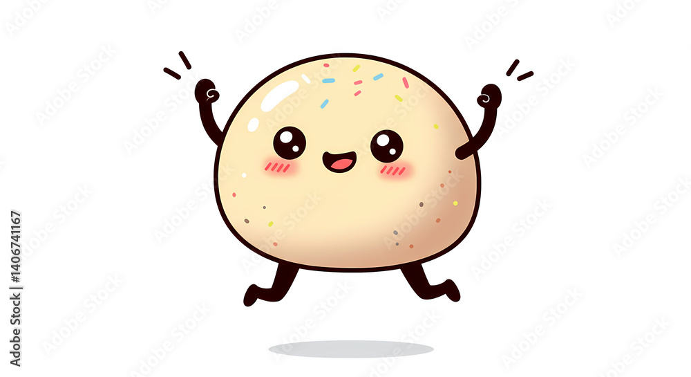 kawaii mochi ice cream in manga comic style, soft and sweet with a blushing smile kawaii mochi ice cream in manga comic style, soft and sweet with a blushing smile