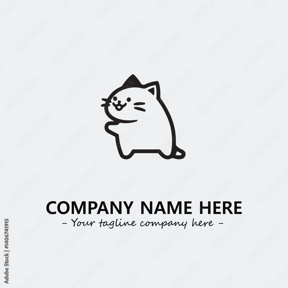 Cat illustration black and white for logo company vector image Cat illustration black and white for logo company vector image