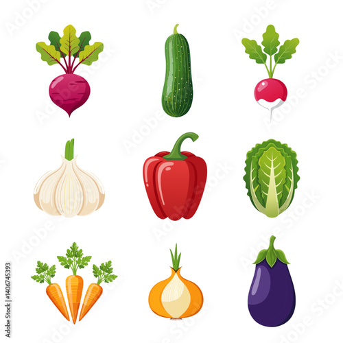 set of vegetables vector icon design