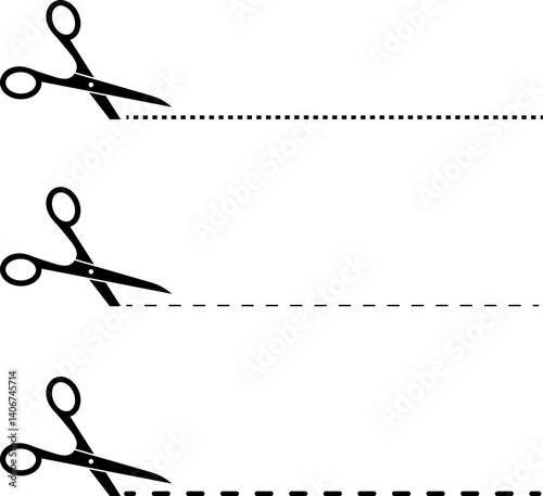 Dotted Line With Scissors Silhouette. Scissors with cut dotted line illustration