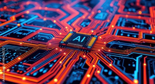 Ai artificial intelligence chip technology circuit board futuristic innovation computer science design 100