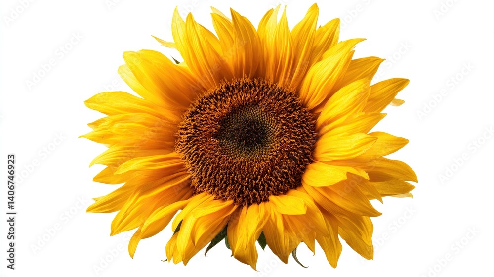 Fototapeta premium Vibrant yellow sunflower isolated on white.