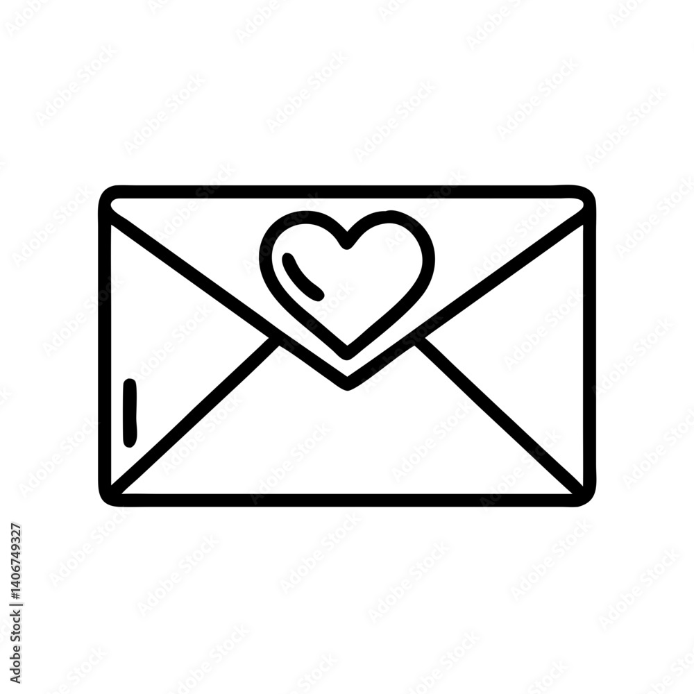 Envelope with Heart Icon for Love Messages and Greetings Envelope with Heart Icon for Love Messages and Greetings