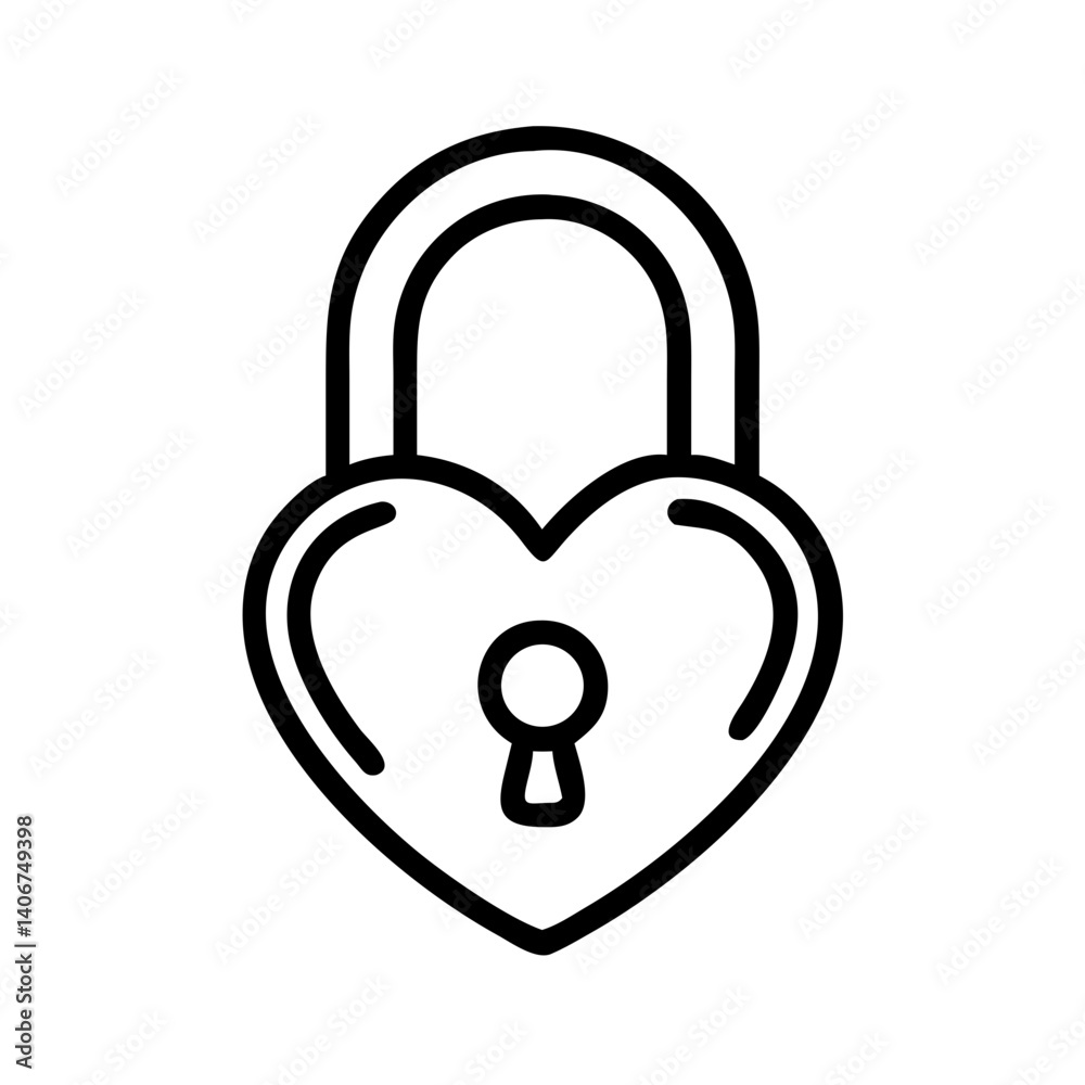 Heart-shaped lock icon depicting love and security Heart-shaped lock icon depicting love and security