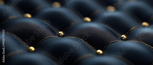 Dark Blue Luxurious Upholstery with Gold Accents
