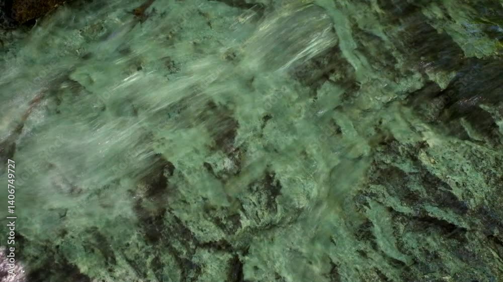 fast-flowing mountain stream, close view fast-flowing mountain stream, close view