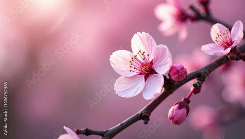 Delicate pink sakura blossoms, intricate branch pattern, cherry blossom, wallpaper
