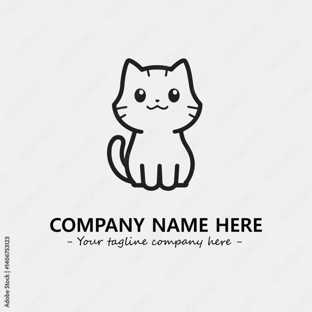 Cat illustration black and white for logo company vector image Cat illustration black and white for logo company vector image
