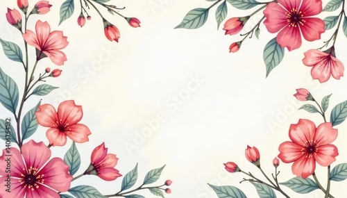 Delicate watercolor floral pattern on soft backdrop, art, background, pastel