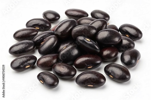 Fresh black beans isolated on white background