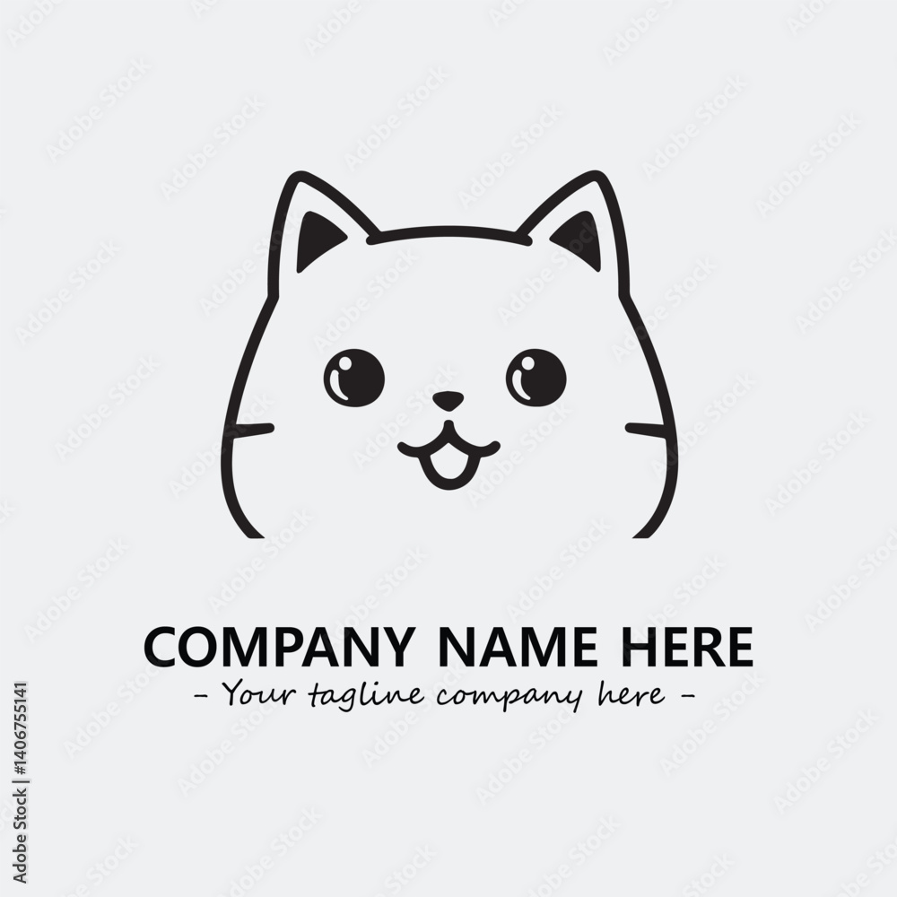 Cat illustration black and white for logo company vector image Cat illustration black and white for logo company vector image