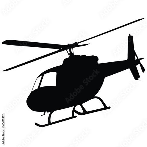 Helicopter Silhouette Isolated, Flying Transport, Rotorcraft, Transparent Background