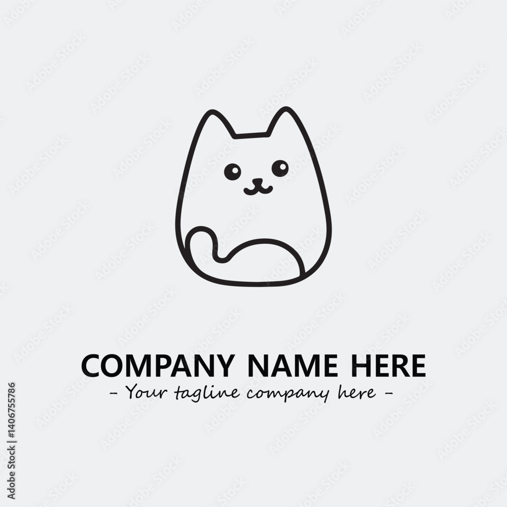 Cat illustration black and white for logo company vector image Cat illustration black and white for logo company vector image