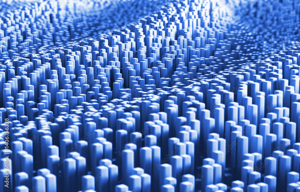 Blue Abstract 3D Geometric Landscape Ideal for Welcome Banners and Modern Design 3d rendered illustration