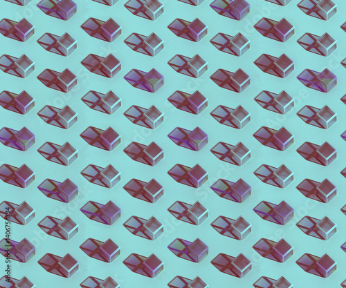 Obraz na płótnie Seamless 3D Abstract horizontal tile Pattern with Iridescent Cubes and Shadows 3d render illustration w salonie