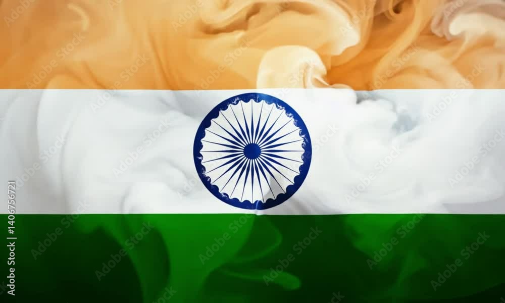 flag of India with smoke.