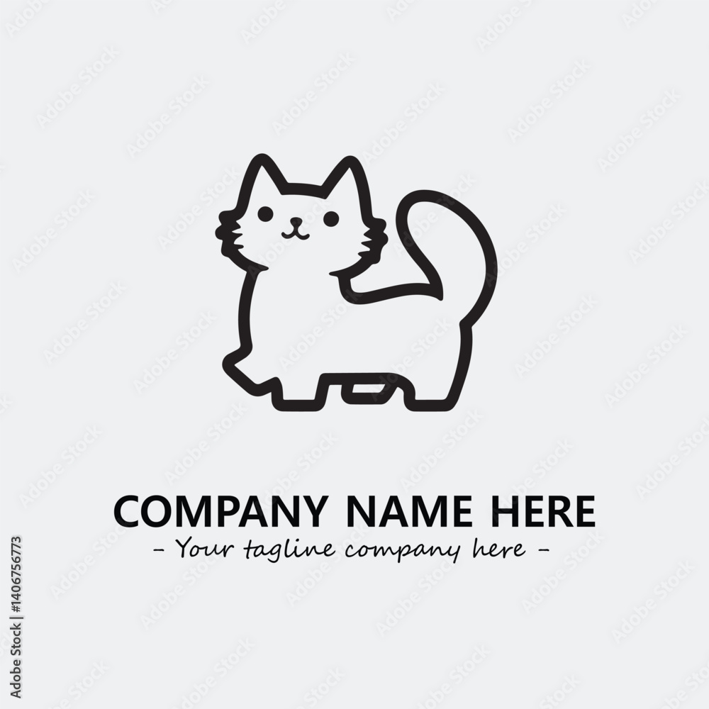 Cat illustration black and white for logo company vector image Cat illustration black and white for logo company vector image