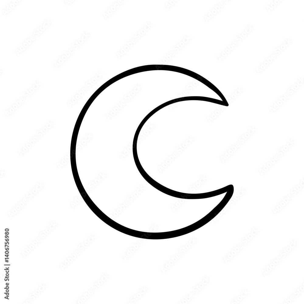 Moon hand draw icon vector. Crescent illustration sign. Night symbol or logo. Moon hand draw icon vector. Crescent illustration sign. Night symbol or logo.