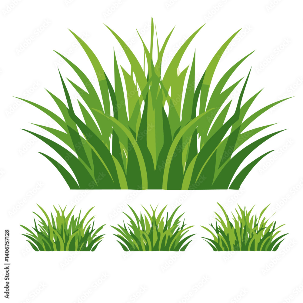 set of green grass isolated on white vector icon design