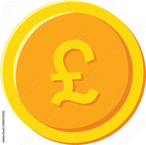Pound sign flat design. Coin icon. English currency pound. Vector money symbol. Bank payment symbol. Golden coin pound. Finance symbol. Currency symbol. Currency exchange. Pound money. Cash icon.