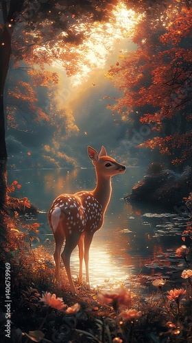 Autumn Deer Mobile Wallpaper Breathtaking 4K Forest Scene Wallpaper for Phones