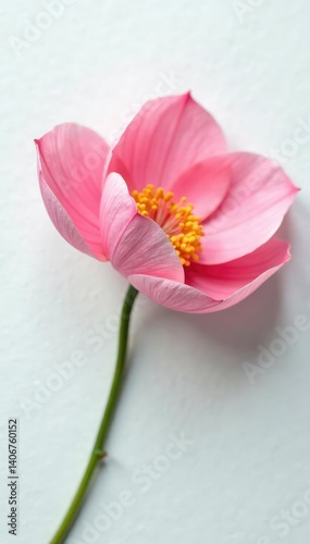 Delicate flower petals unfolding on a white surface, simplicity, purity