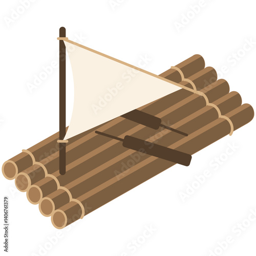 Wood Raft Float Illustration