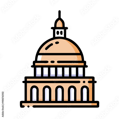 Classic capitol building icon with historic dome