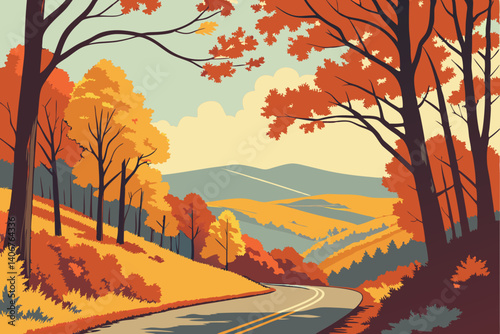 Fall color drive through the Ozarks – Arkansas, USA
