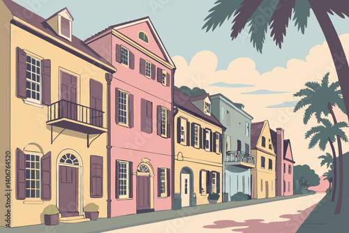 Colorful buildings on Rainbow Row – Charleston, SC, USA
