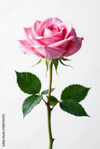 Delicate pink rose isolated on white background, soft, isolated