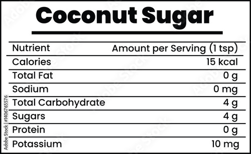 Coconut Sugar Nutritional Label