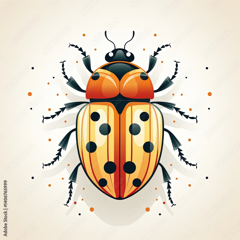 Fototapeta premium Modern Flat Style Insect Design with Minimal Details