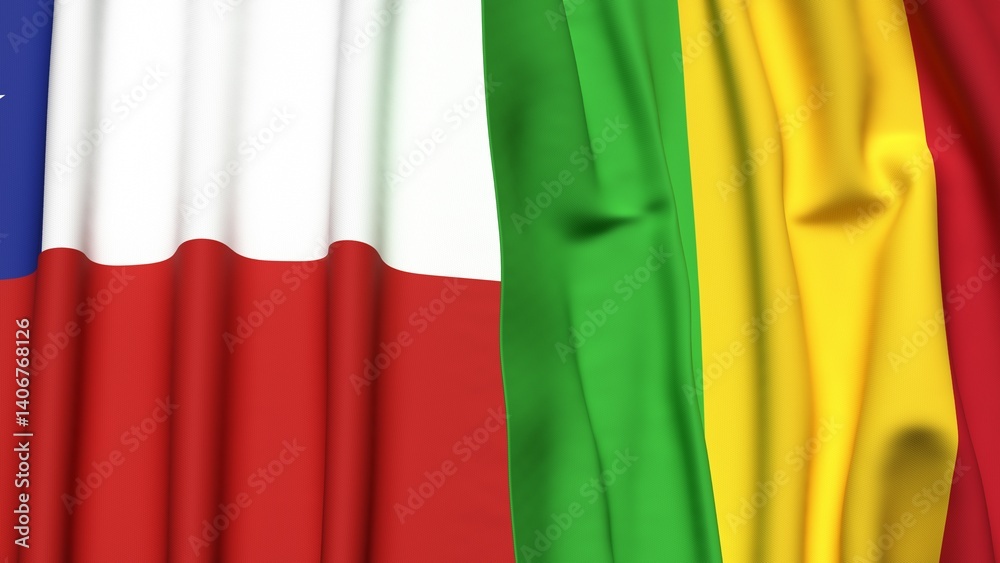 Flags of CHILE and MALI with realistic cloth texture Flags of CHILE and MALI with realistic cloth texture