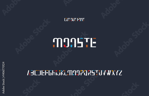 Creative cut-out Display Font, Modern Colorful Alphabet Typeface.