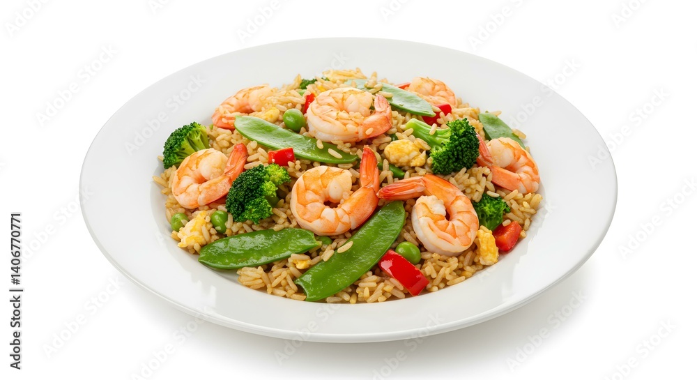 Fried Rice with shrimp isolated Healthy Thai food Top view Fried Rice with shrimp isolated Healthy Thai food Top view