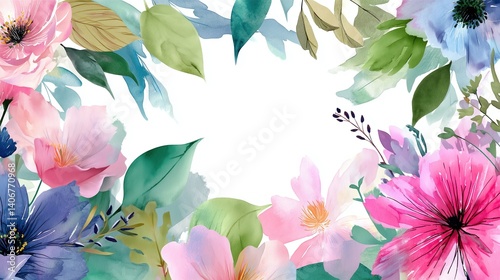 A vibrant watercolor Mother's Day banner mockup featuring a floral design and space for text, HD 8K mockup wallpaper Photographic Image