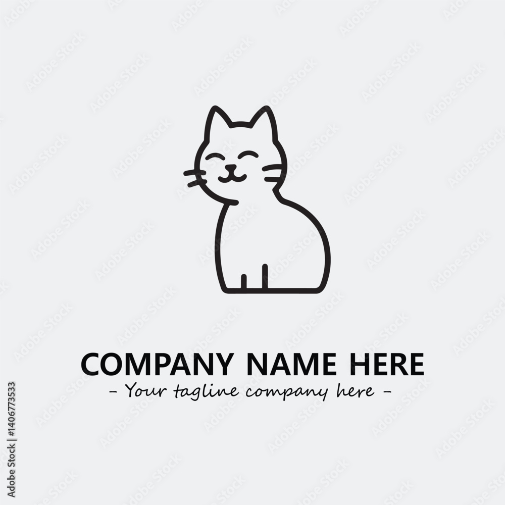 Cat illustration black and white for logo company vector image Cat illustration black and white for logo company vector image