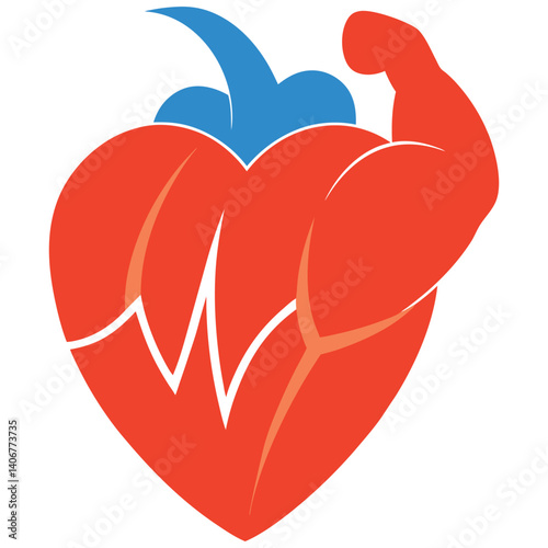  heart with a ribbon Cardiac Muscle simple style  vector