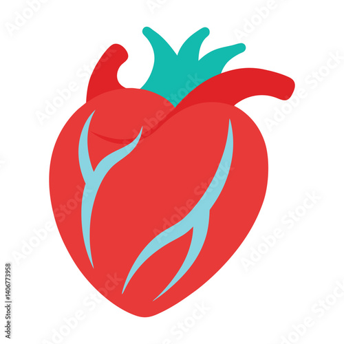  heart with a ribbon Cardiac Muscle simple style  vector