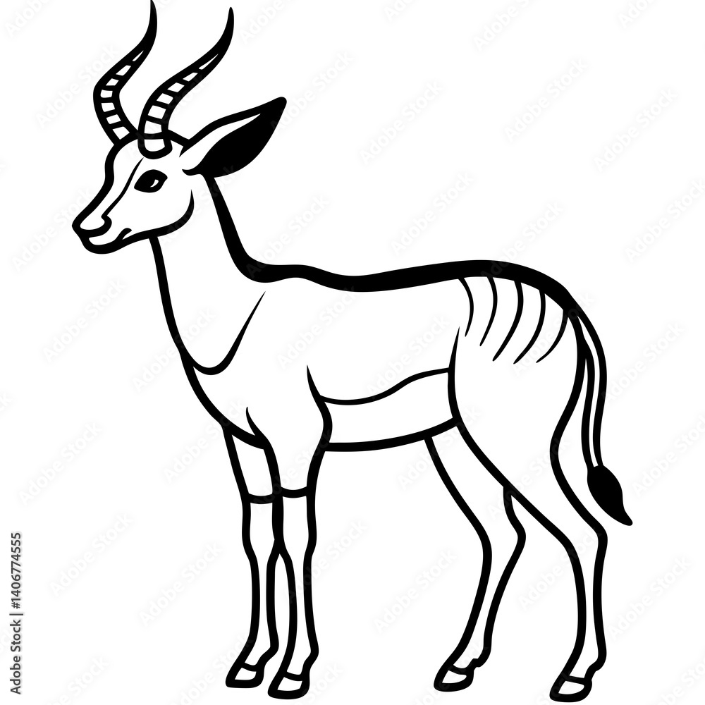 Minimal Antelope Vector Illustration on White Background Minimal Antelope Vector Illustration on White Background